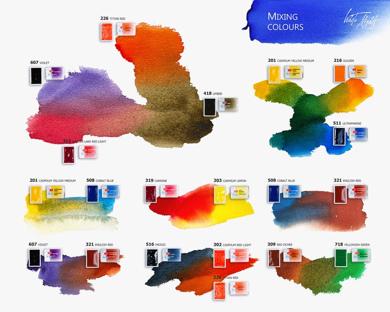 White Nights Professional Watercolor Set â€“ 24 Full Pans (2.5ml) Extra-Fine Artist-Grade Pigments, Vibrant & Lightfast Colors in a Durable Plastic Box by Nevskaya Palitra - Image 5